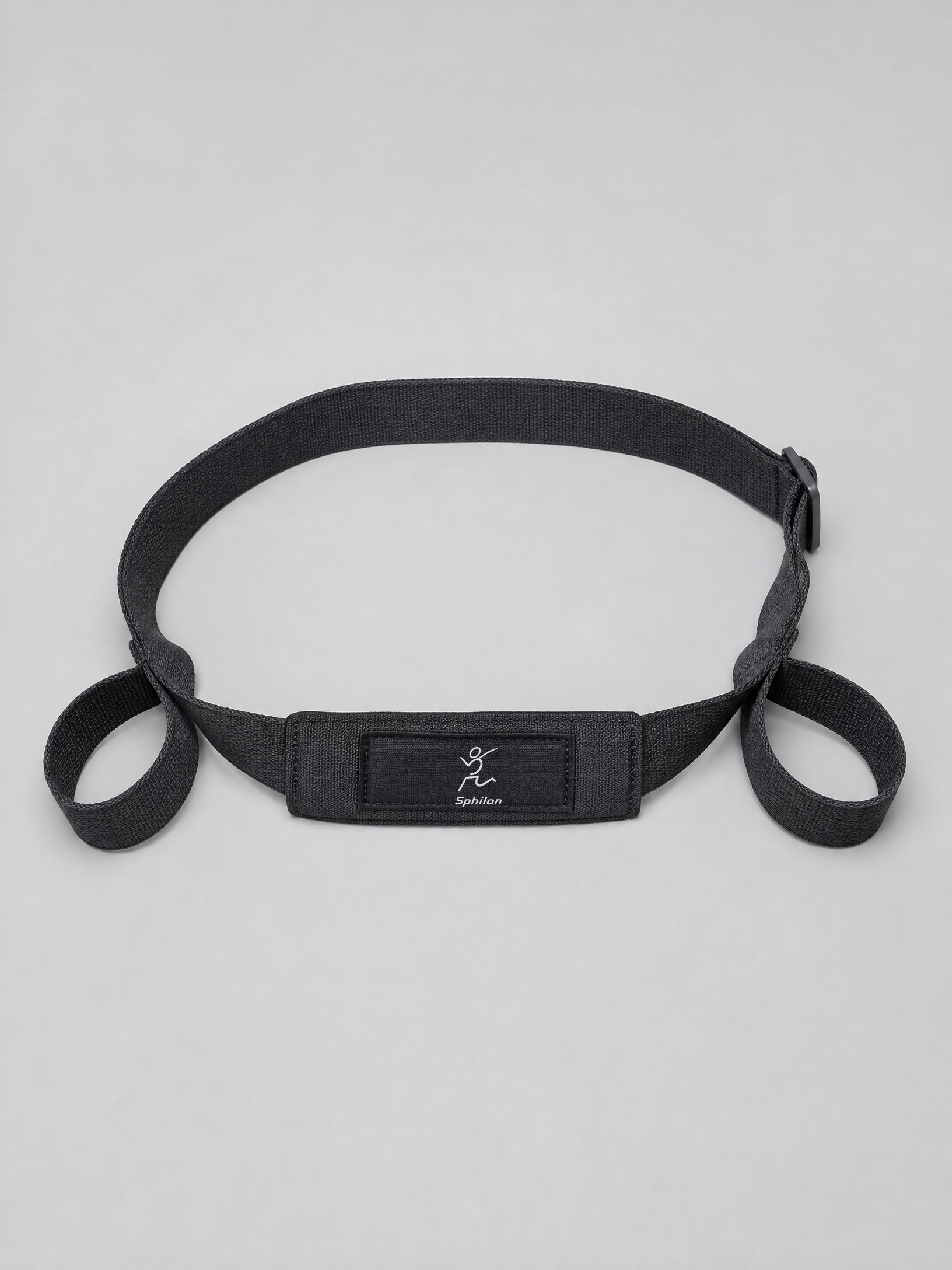 Fold-Flat Yoga Mat Strap — Recycled nylon with central soft woven label