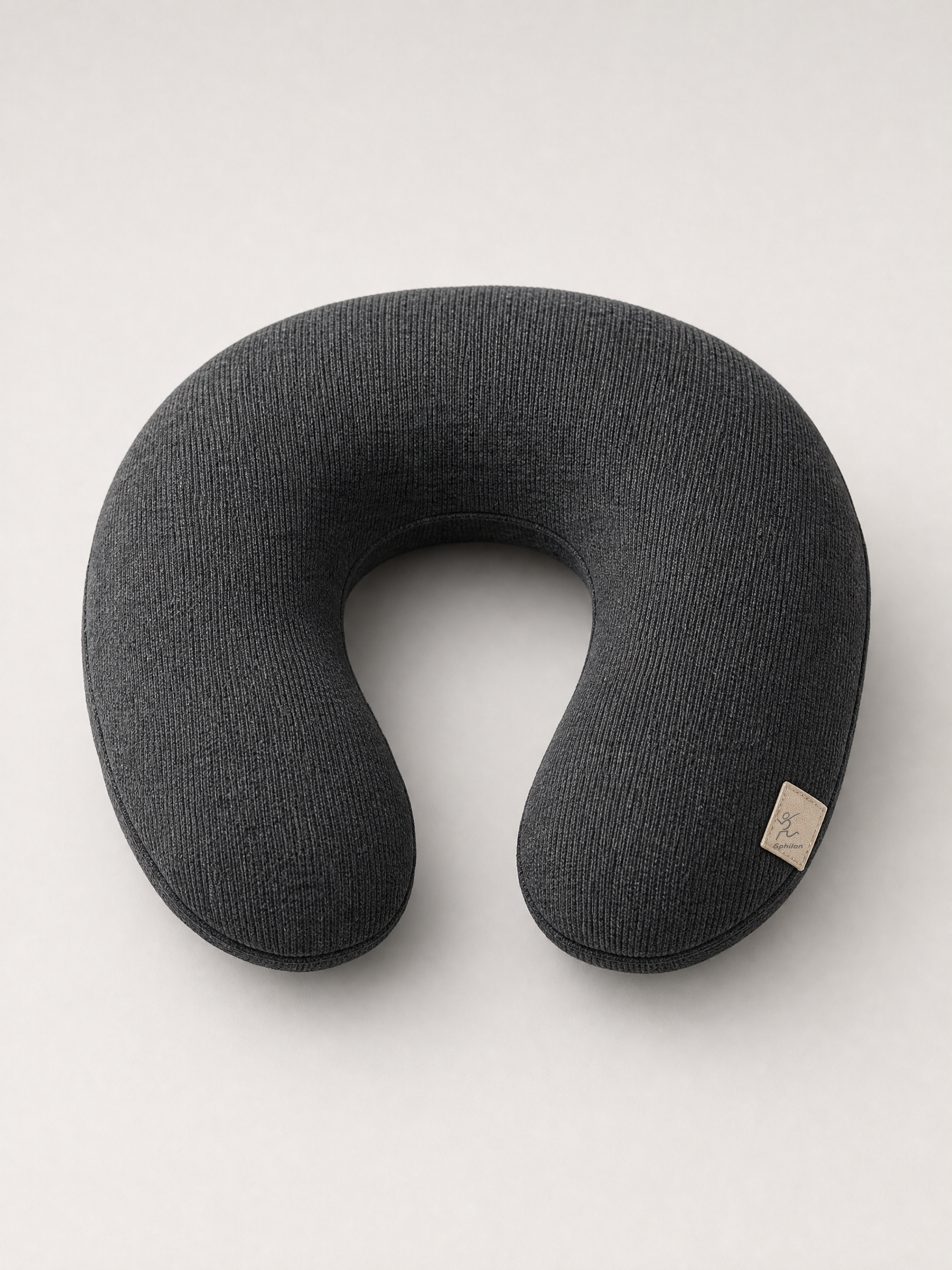 Travel Pillow Cover — Recycled knit jersey with outer leather patch