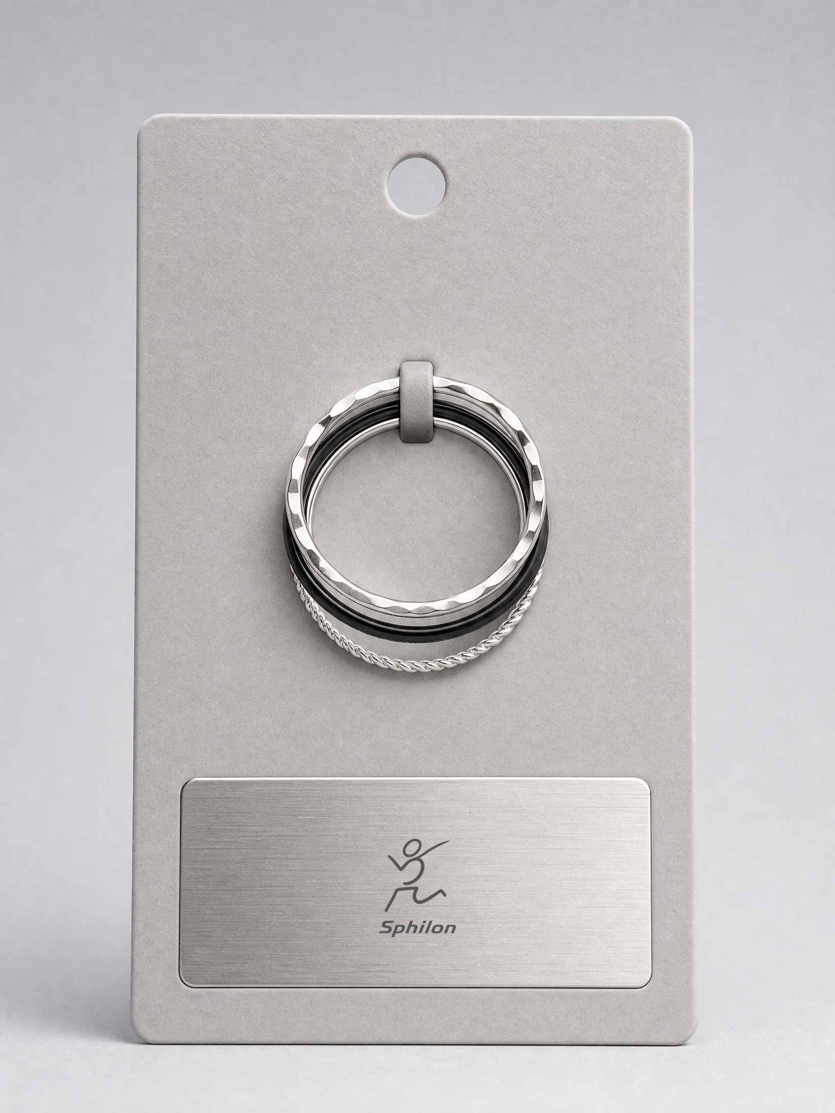 Stacking Ring Set — Alloy ring set with metal display card