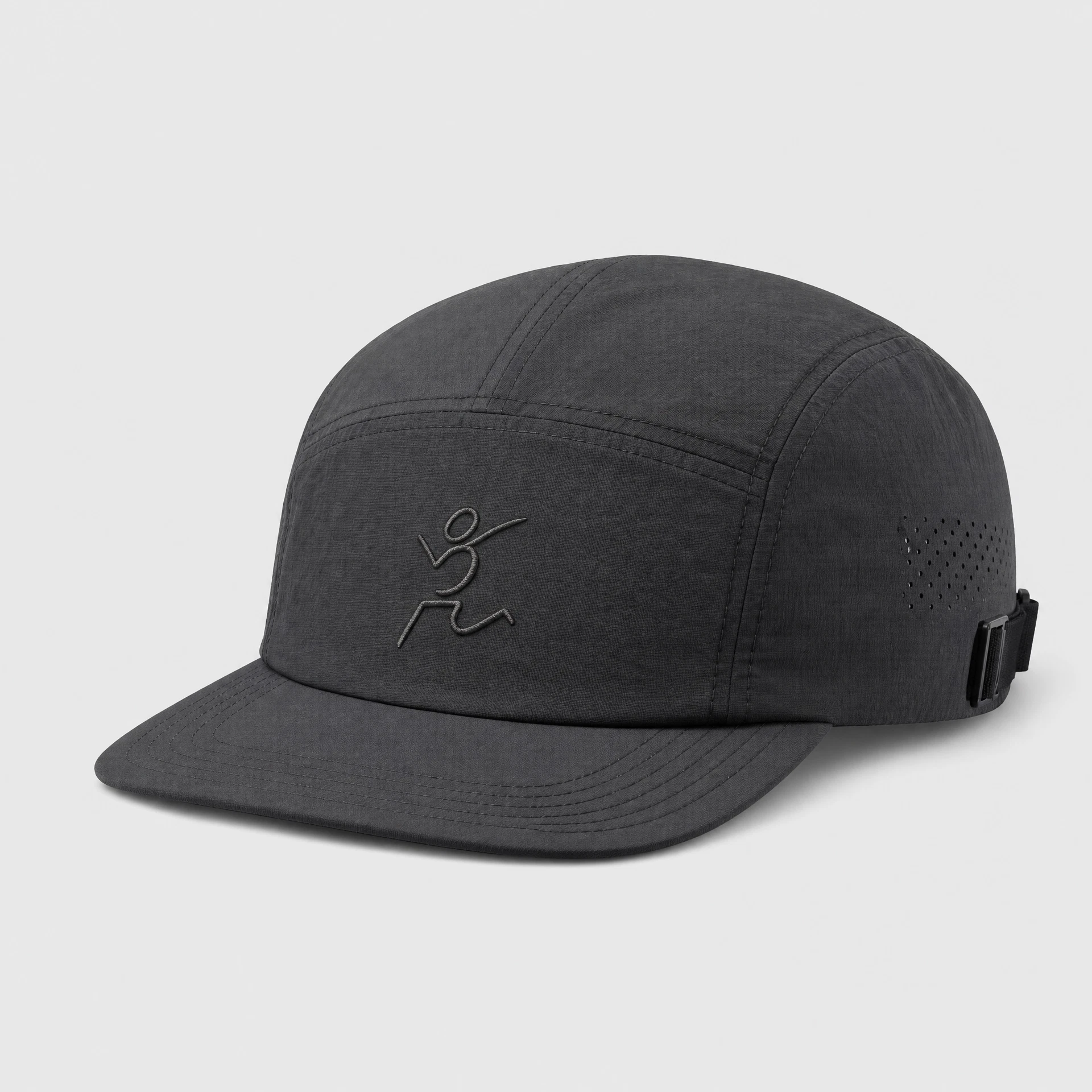 Five-Panel Run Cap — Lightweight woven textile