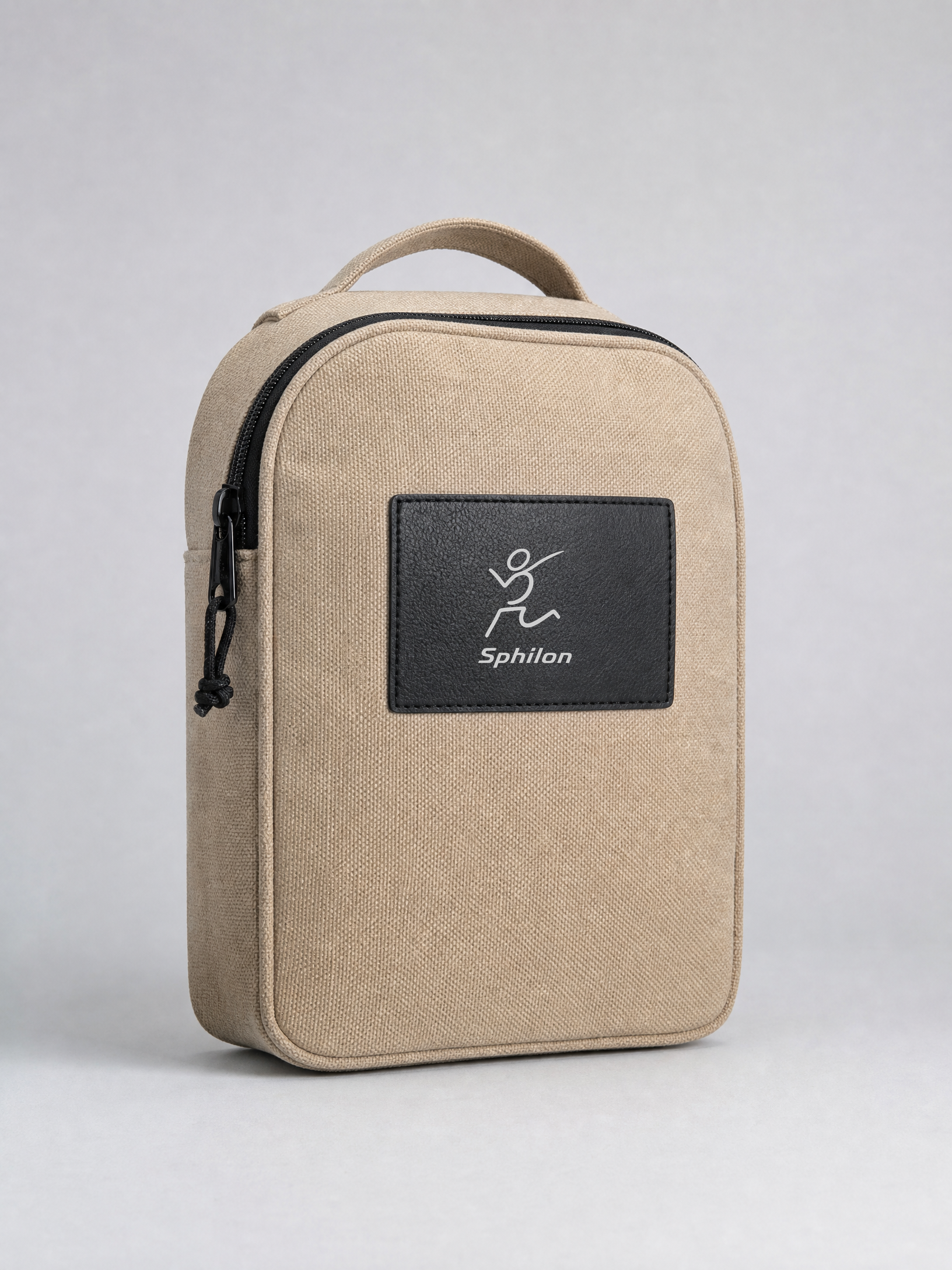 Sandal Travel Bag — Recycled canvas with front black leather patch