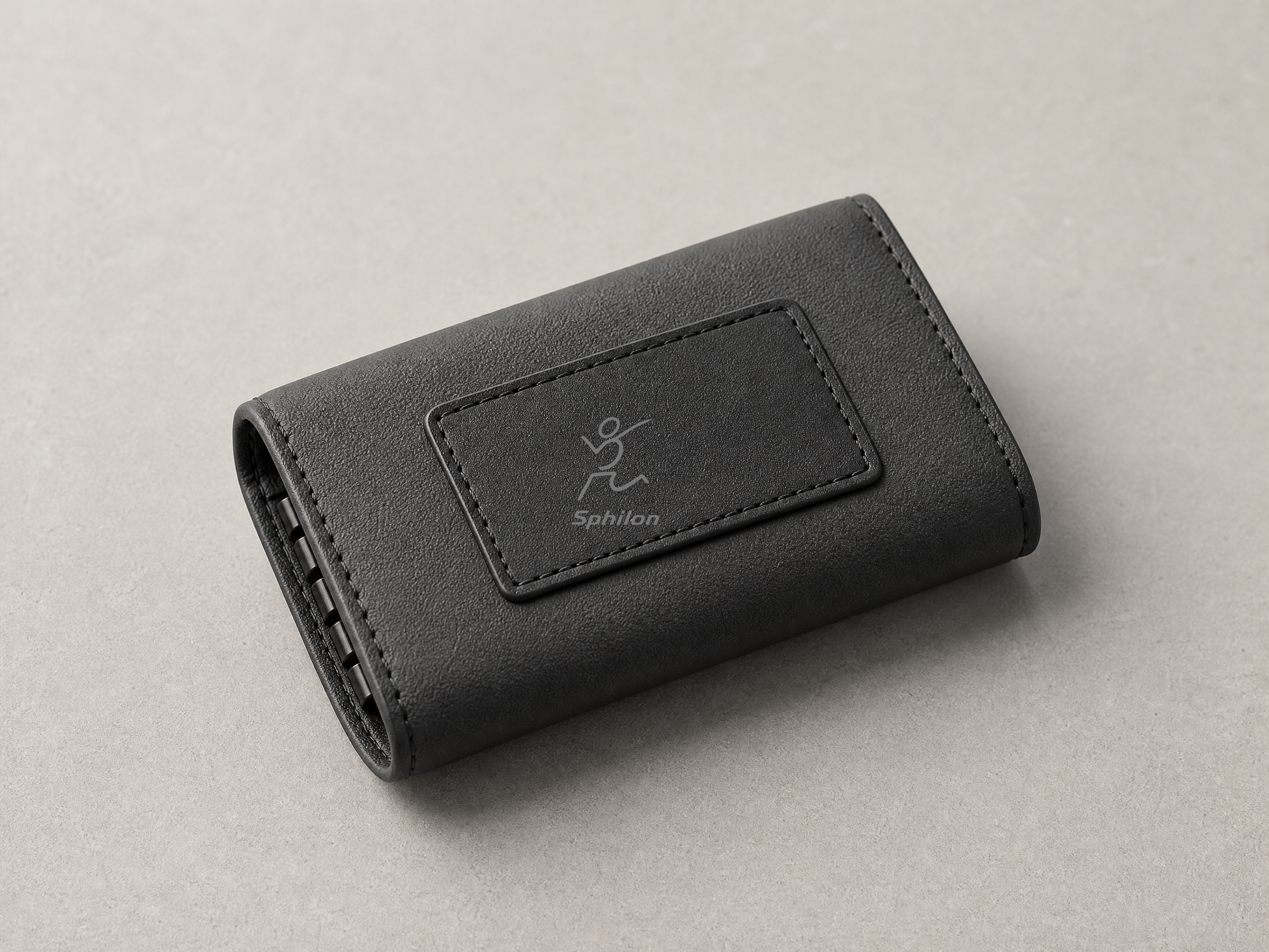 Minimal RFID Key Wallet — Recycled PU with front black leather patch